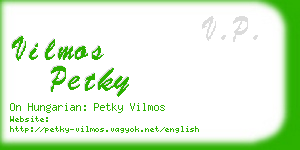 vilmos petky business card